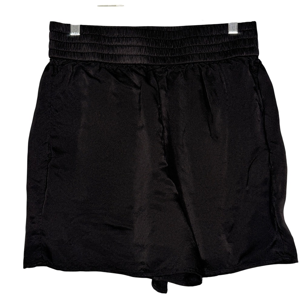 Everlane Black Viscose Smocked Waist Relaxed Pull On Shorts Size M Pocketed